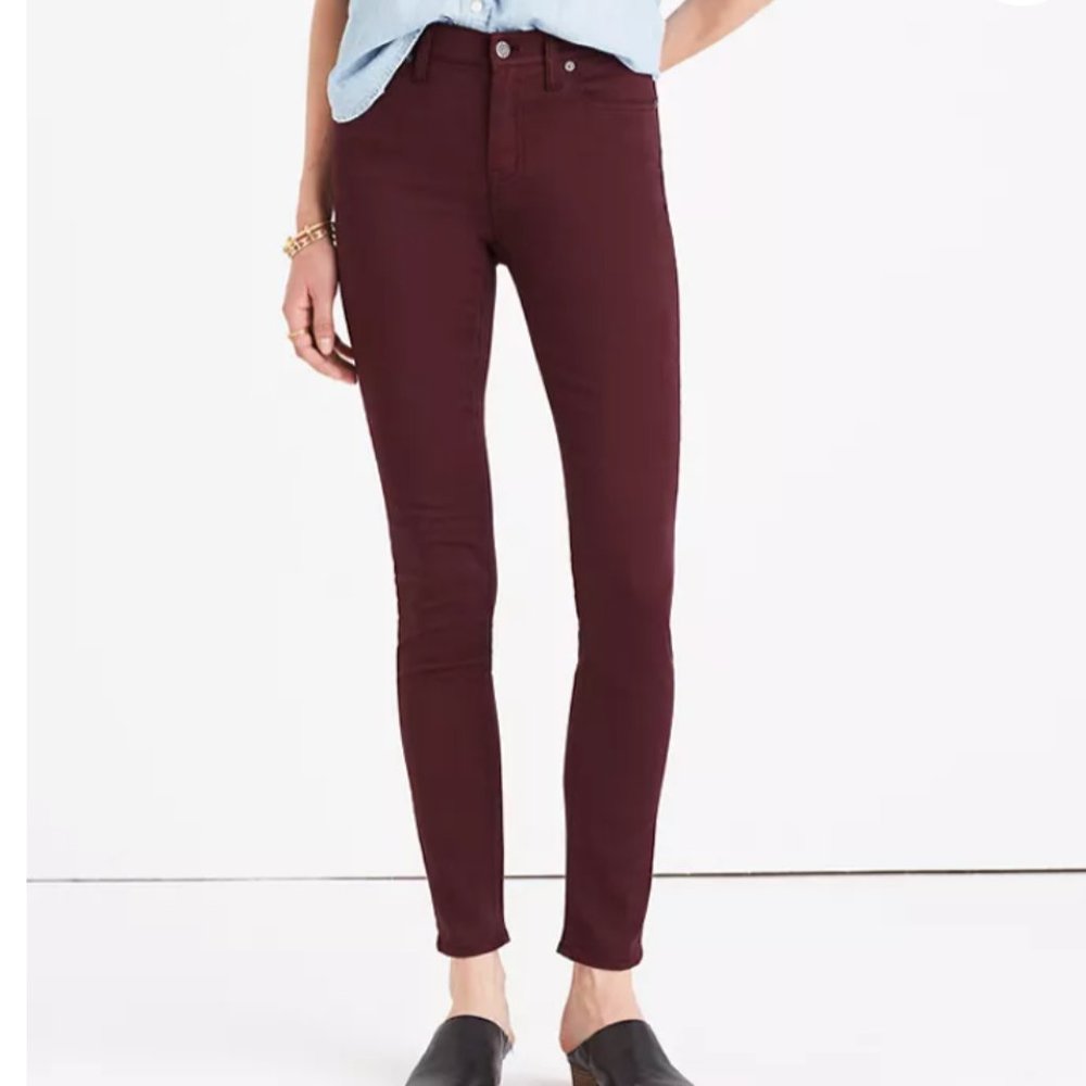 Madewell Maroon Skinny Sateen Jeans